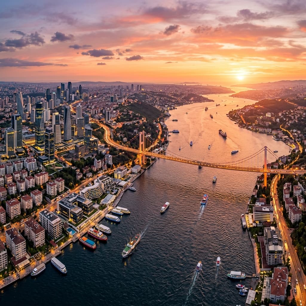 Istanbul panoramic view — Bosphorus and bridge